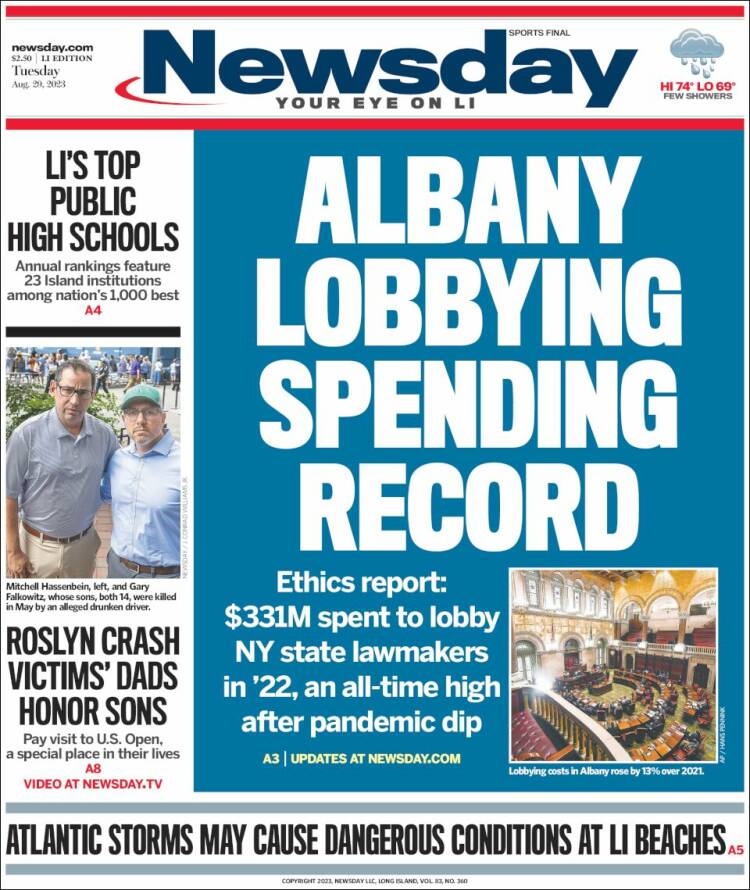 Portada de Newsday (USA)