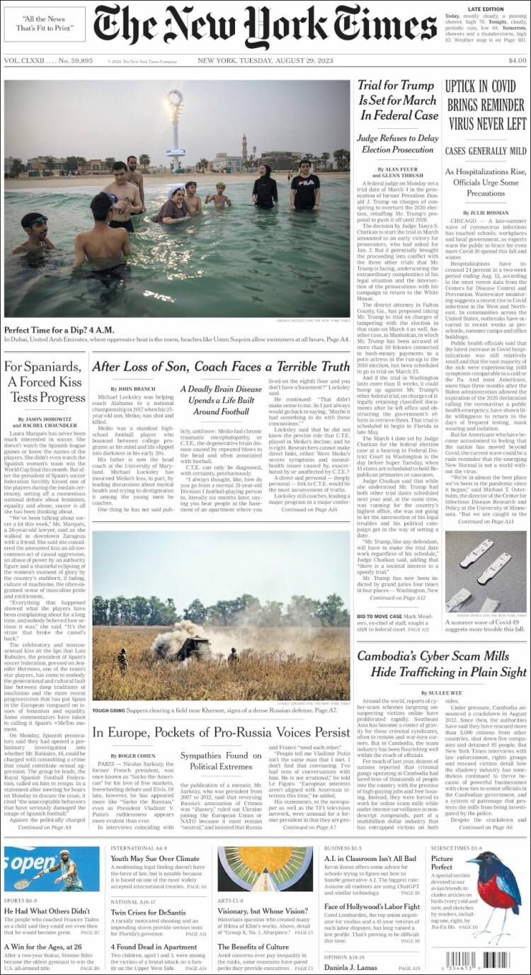 Portada de New York Times (USA)