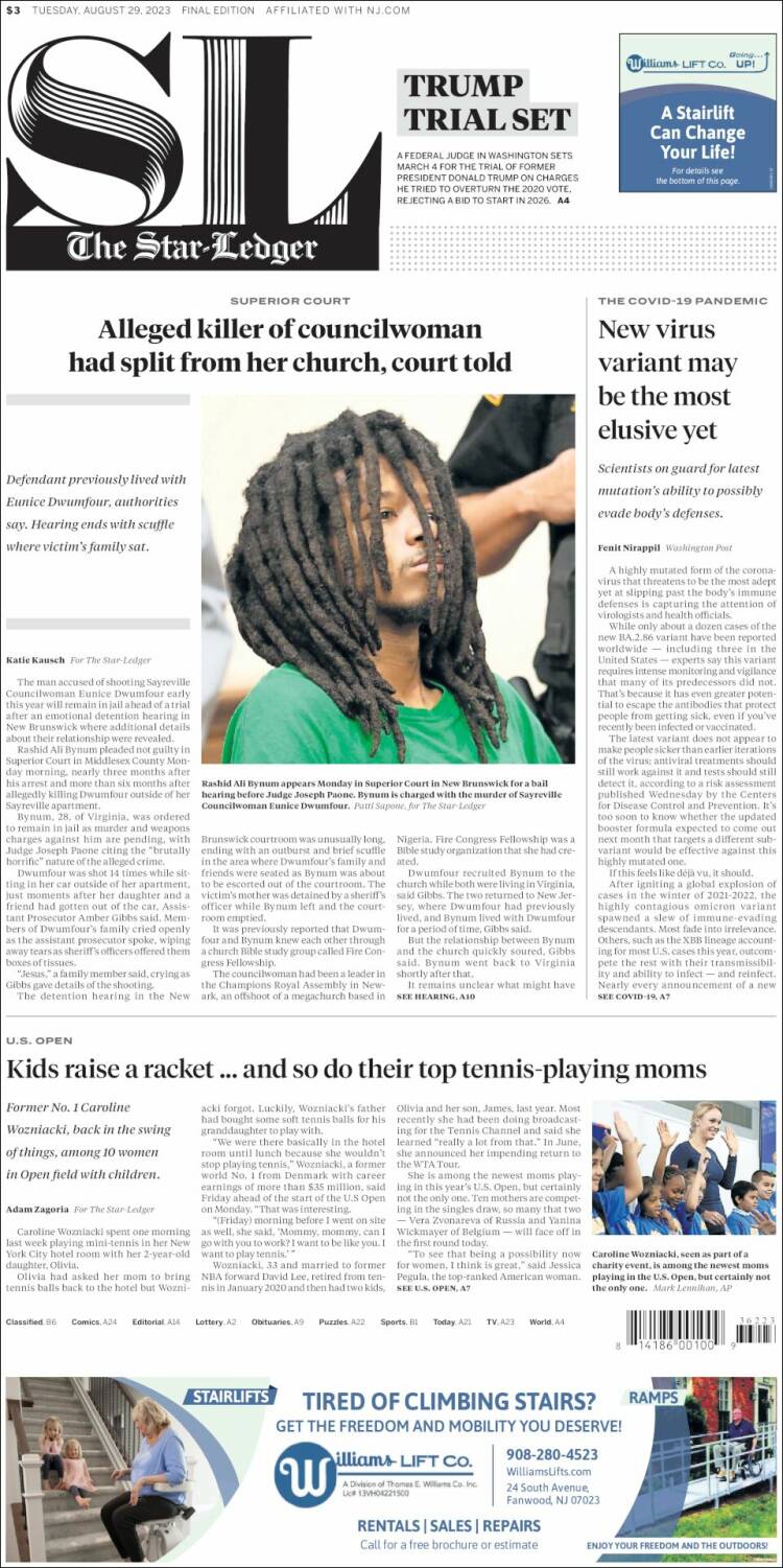 Portada de Star-Ledger (USA)