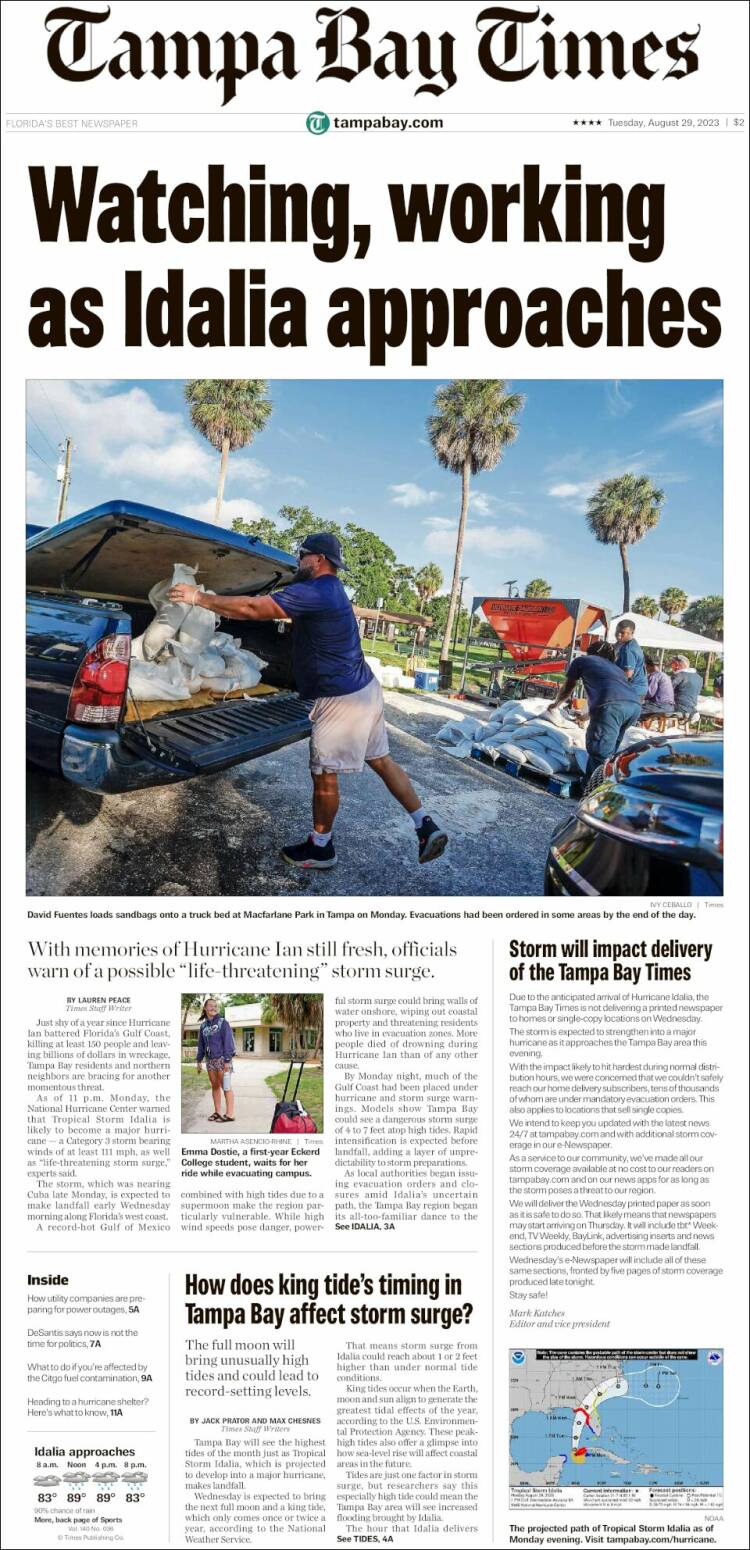 Portada de Tampa Bay Times (USA)