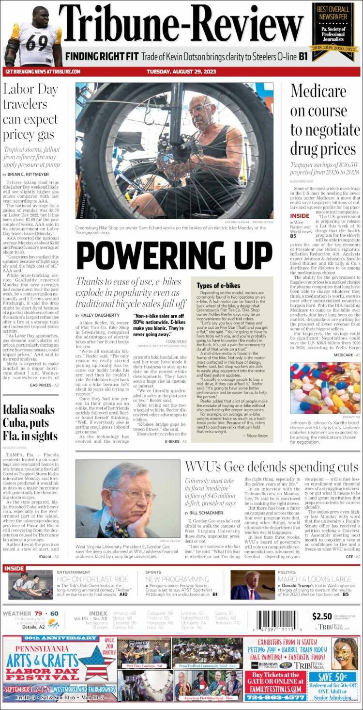 Portada de Tribune-Review (USA)