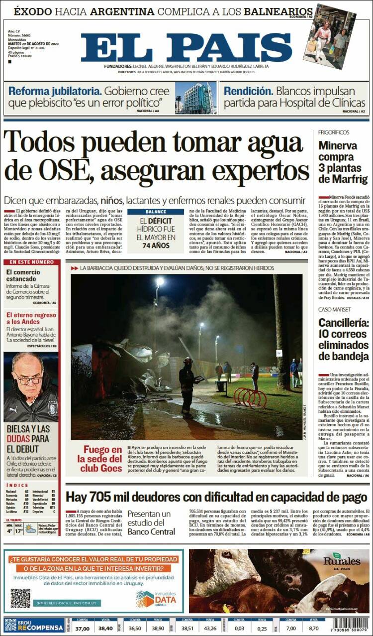 Portada de El País (Uruguay)