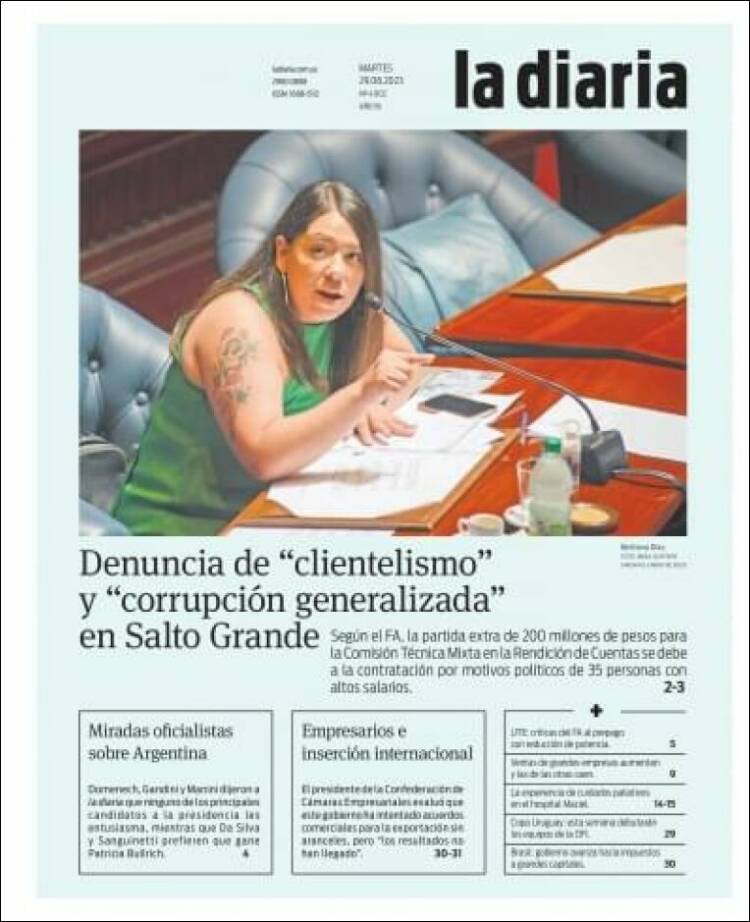 Portada de La Diaria (Uruguay)