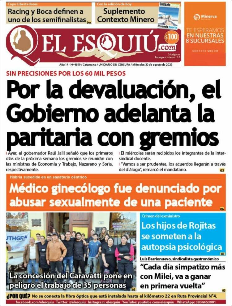 Portada de El Esquiu (Argentina)