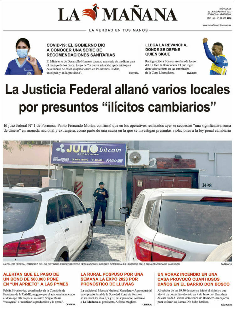 Portada de Diario La Mañana (Argentina)