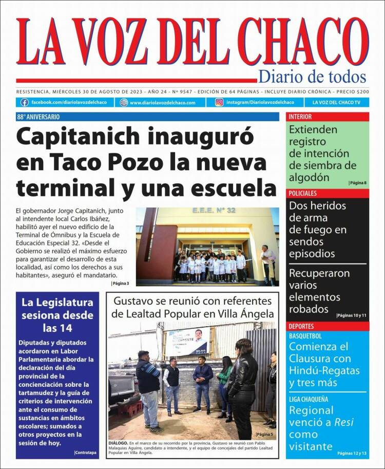 Portada de La Voz del Chaco (Argentina)