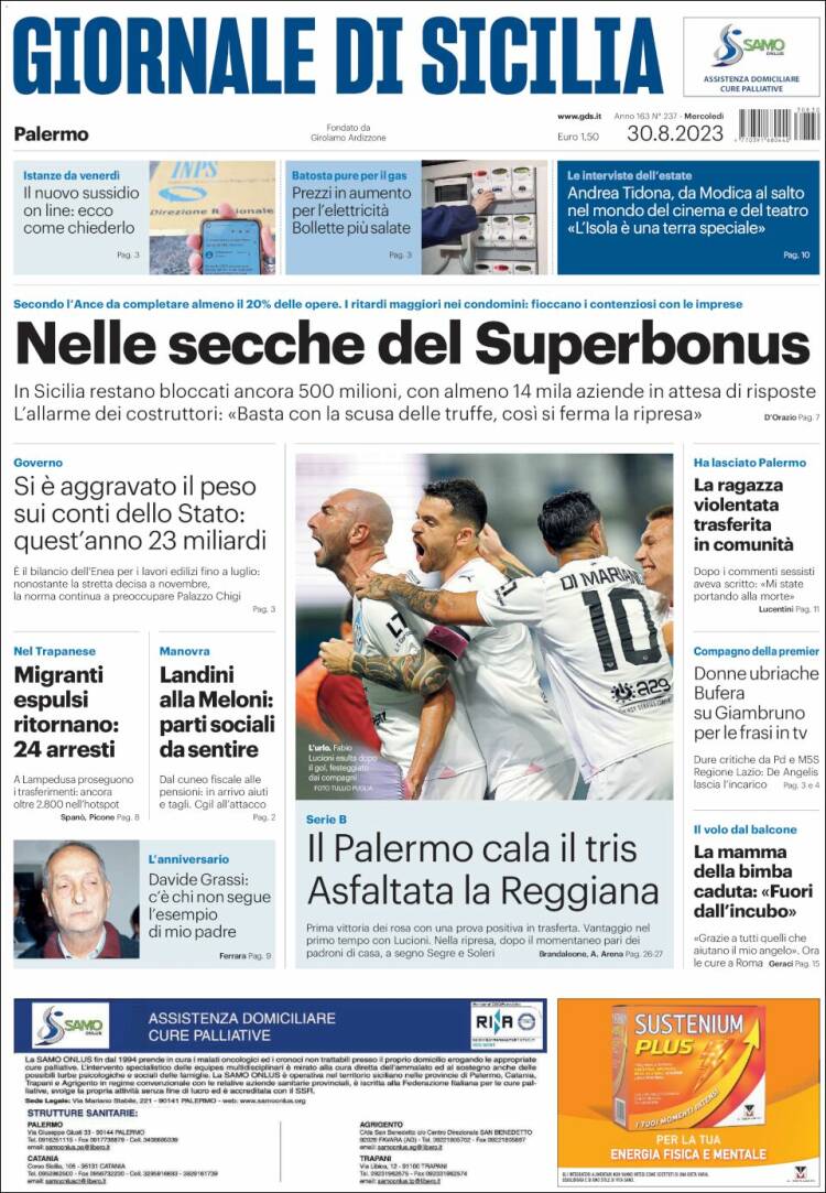 Portada de Giornale di Sicilia (Italia)