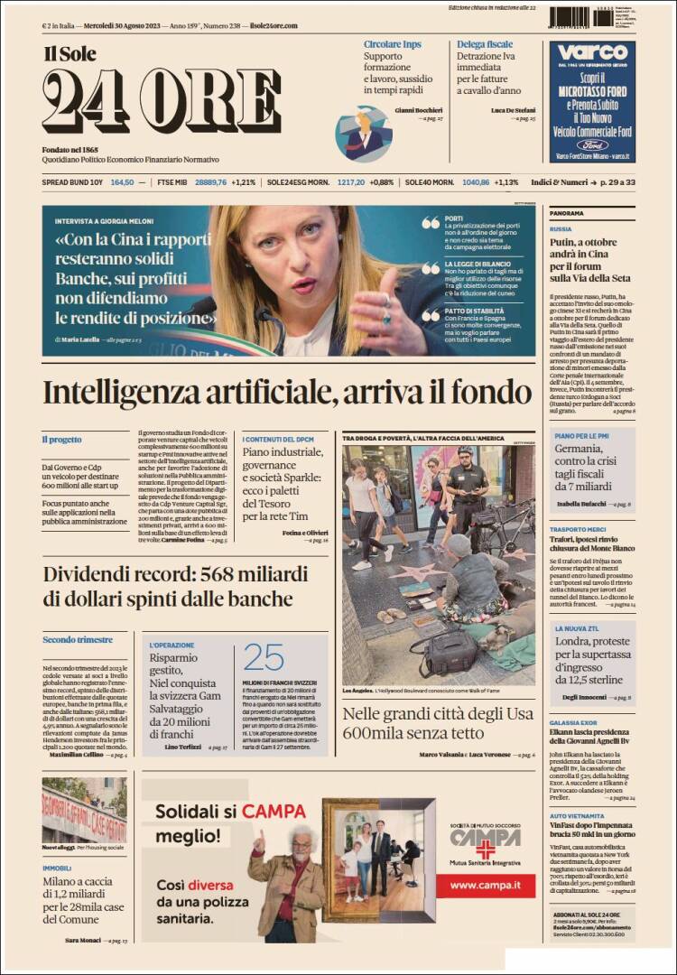 Portada de Il Sole 24 ORE (Italia)