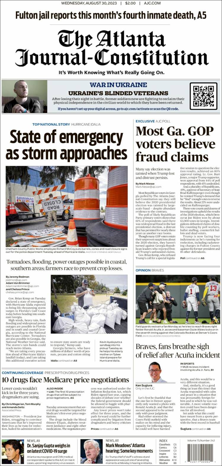 Portada de The Atlanta Journal-Constitution (USA)