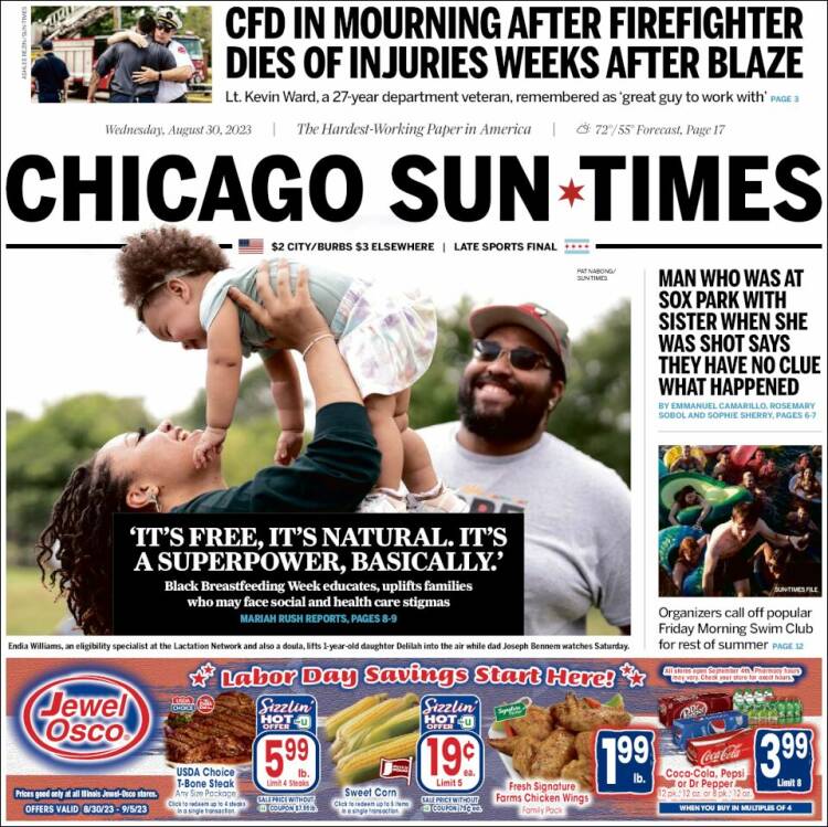 Portada de Chicago Sun-Times (USA)