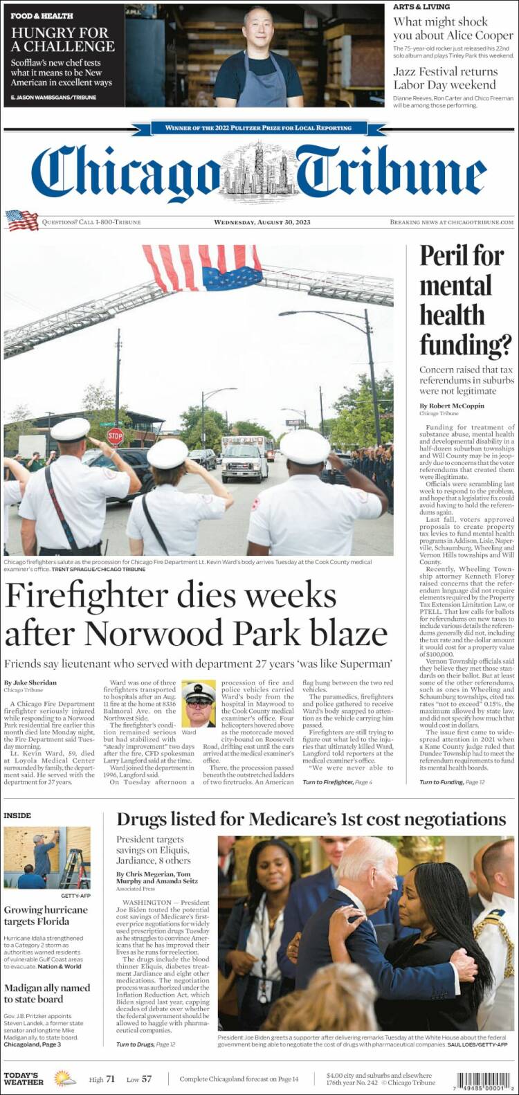 Portada de Chicago Tribune (USA)