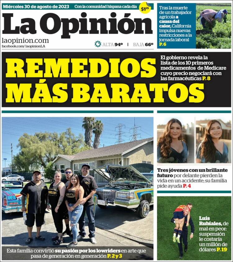 Portada de La Opinión (USA)