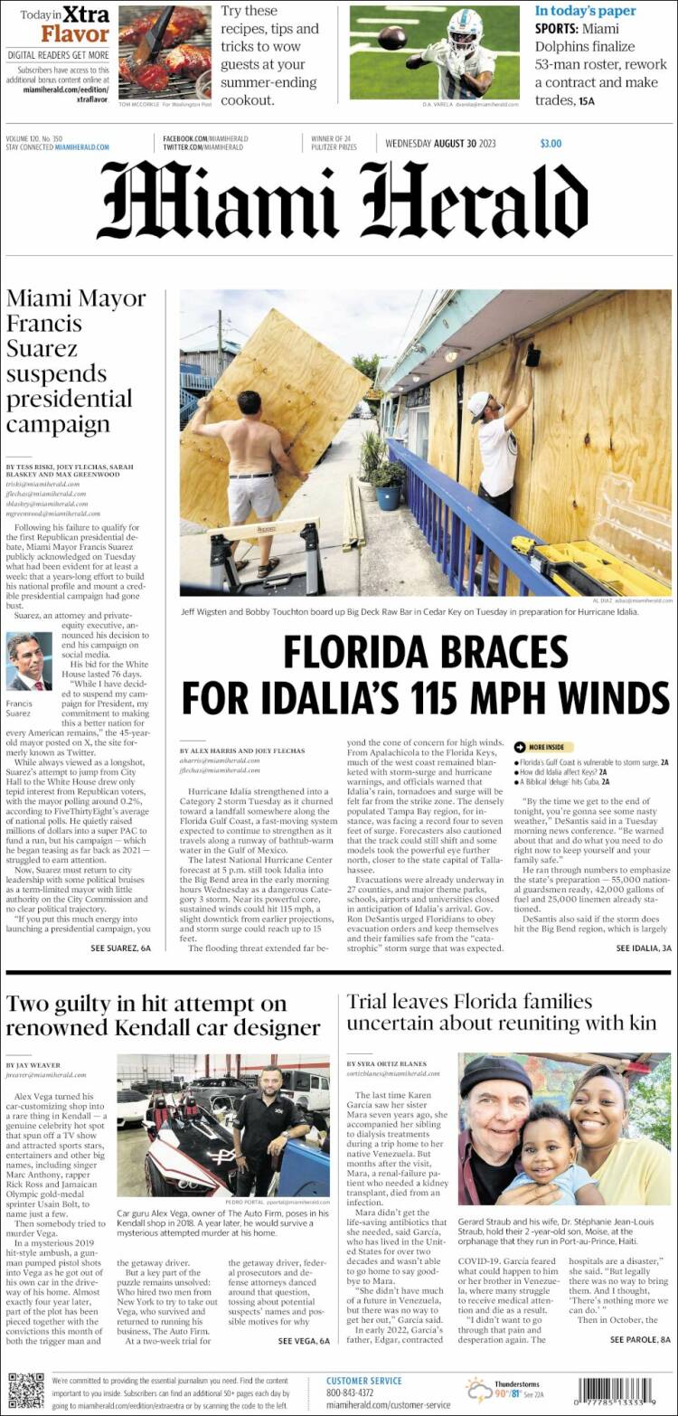 Portada de Miami Herald (USA)