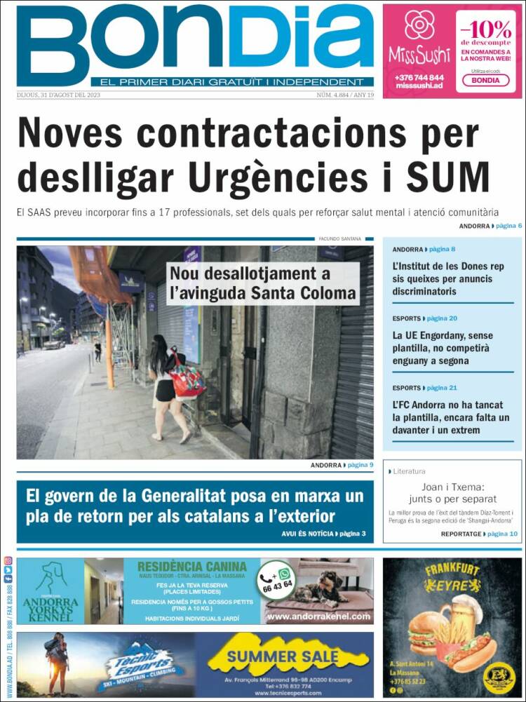 Portada de Diari Bondia (Andorra)