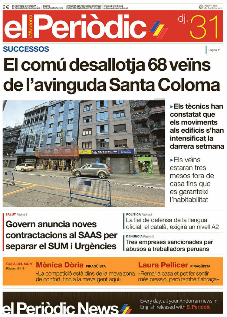 Portada de El Periòdic d'Andorra (Andorra)