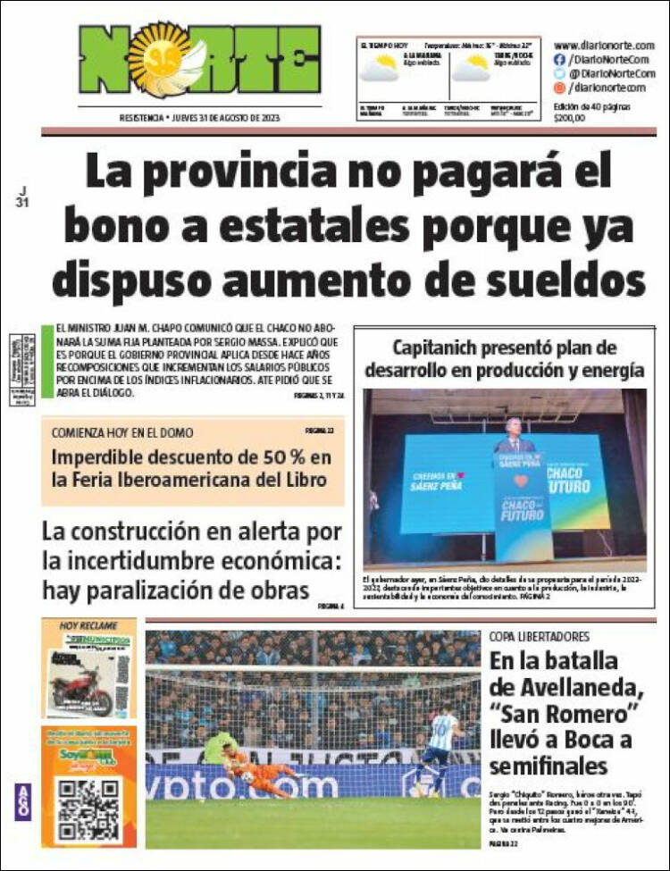 Portada de Diario Norte (Argentina)