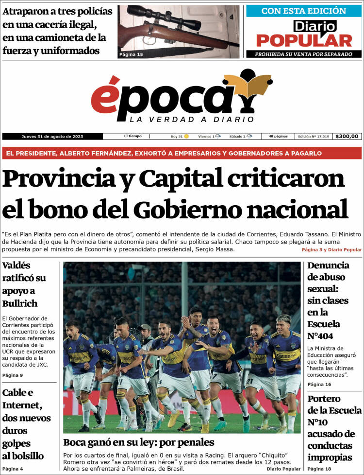 Portada de Diario Época (Argentina)
