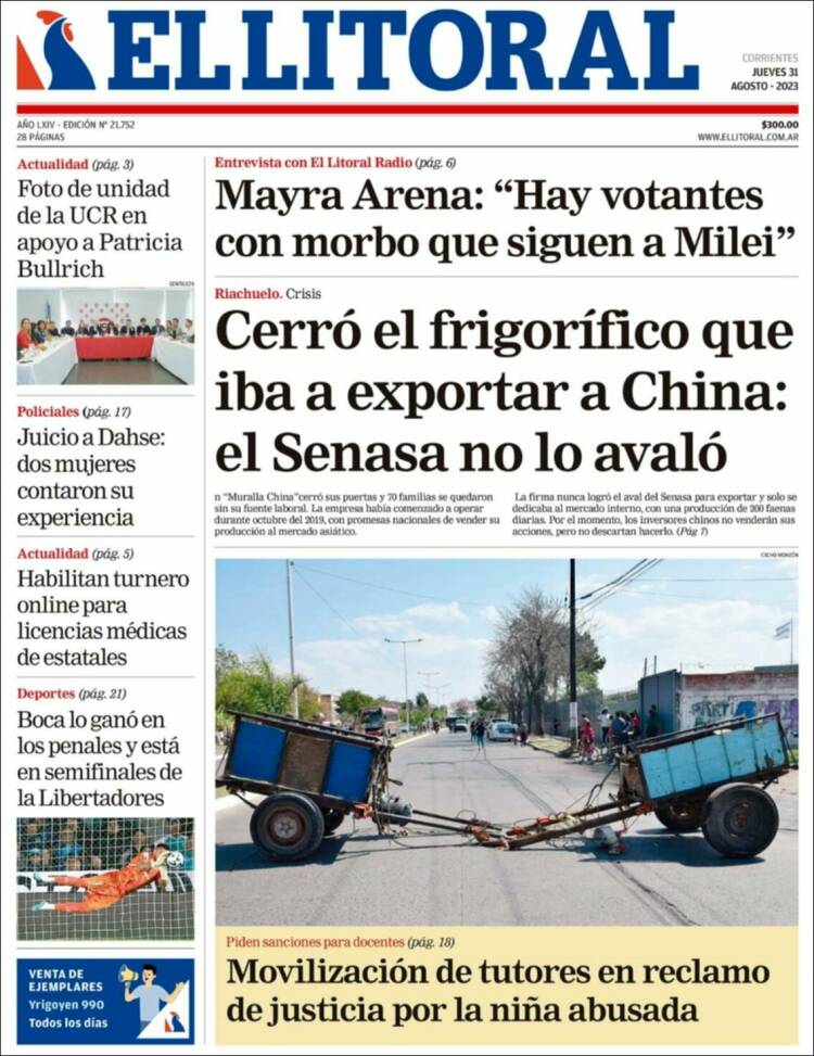 Portada de El Litoral Corrientes (Argentina)