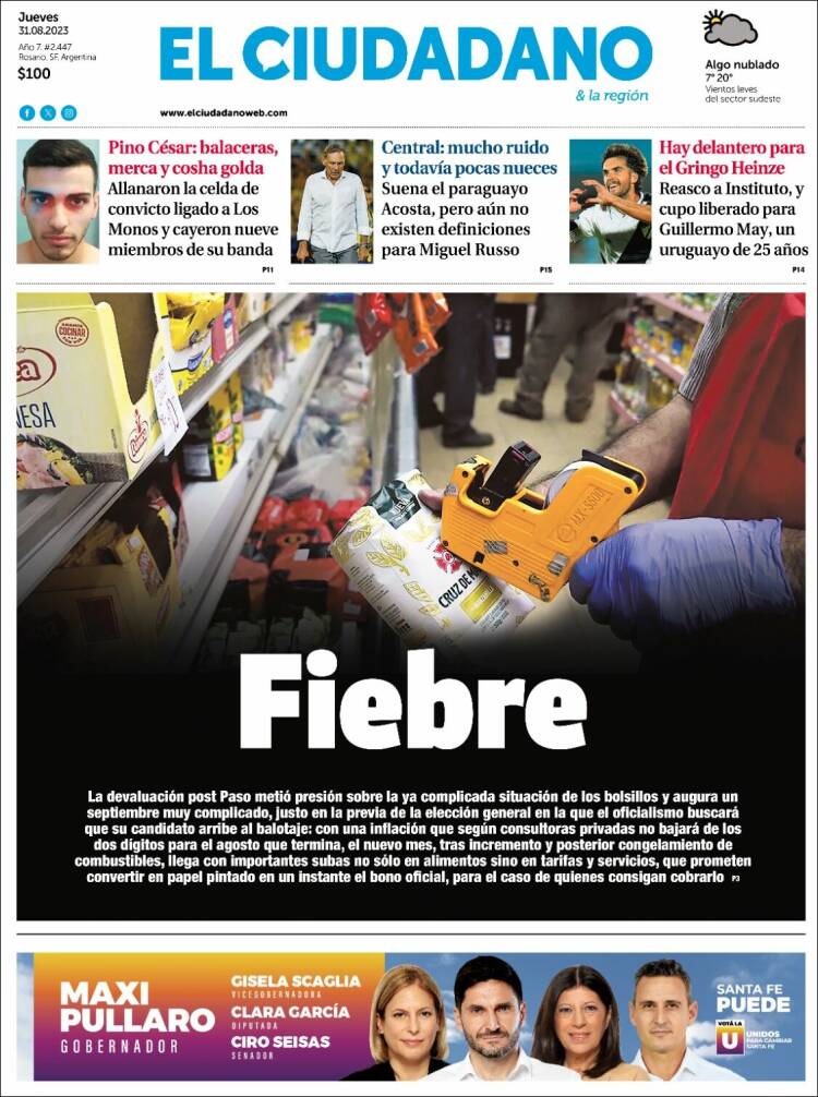Portada de Diario El Ciudadano (Argentina)