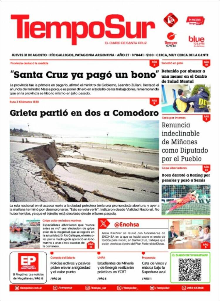 Portada de Tiempo Sur (Argentina)