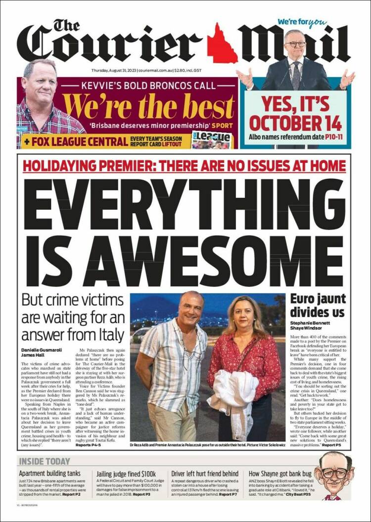 Portada de The Courier-Mail (Australia)