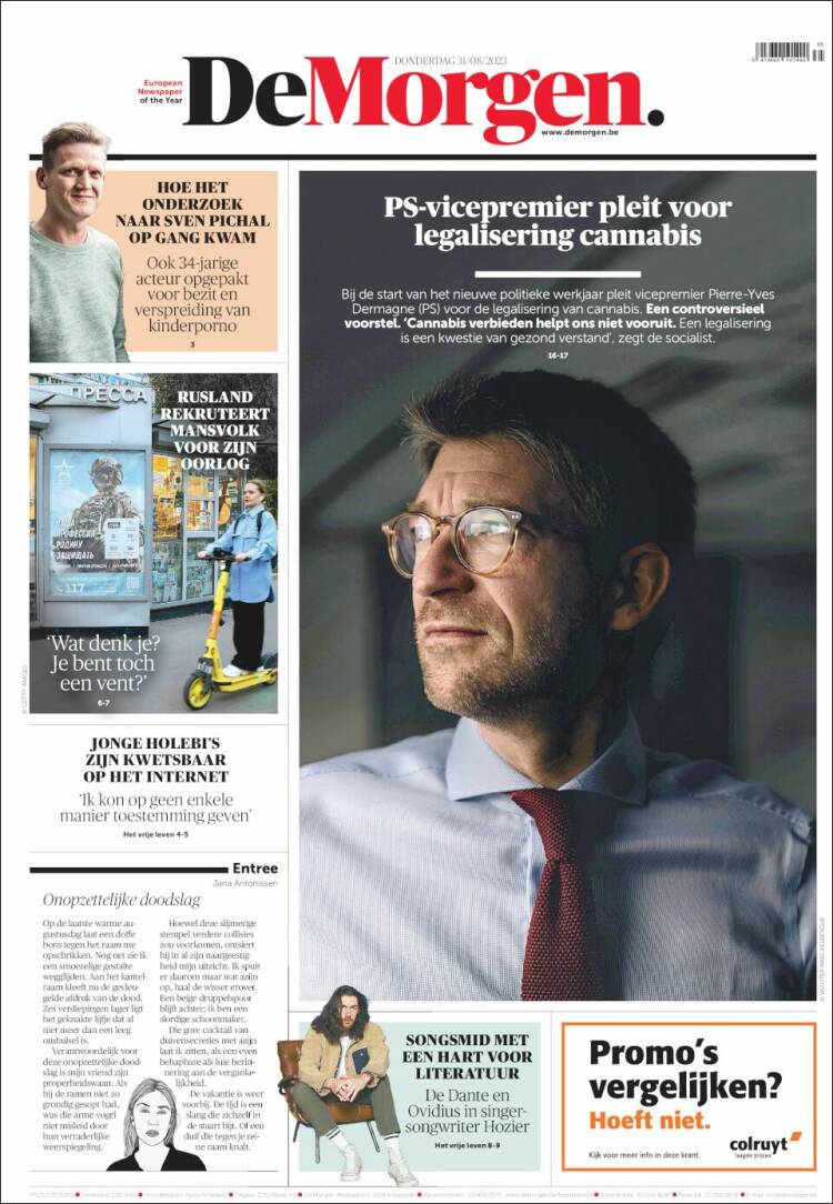 Portada de De Morgen (B&eacute;lgica)
