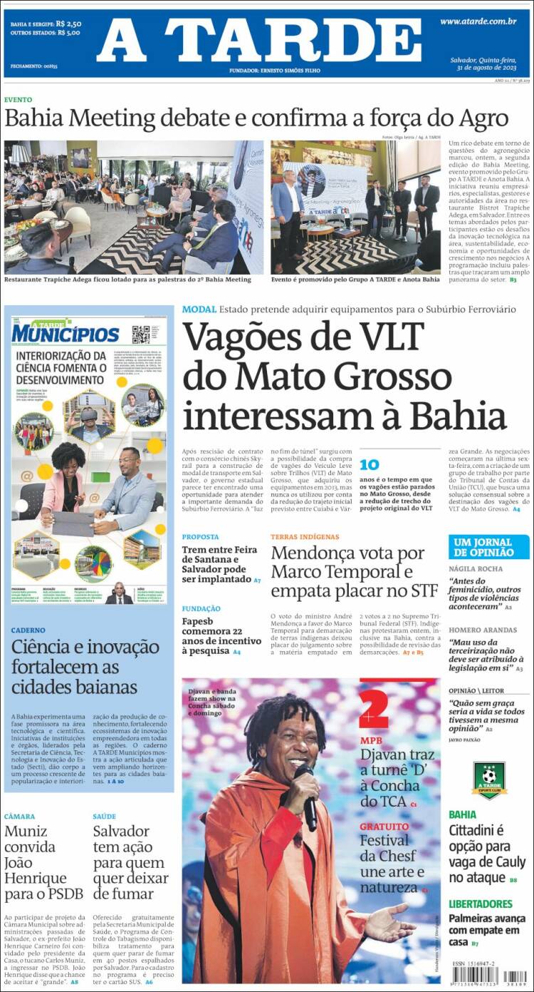 Portada de Diário A Tarde (Brasil)