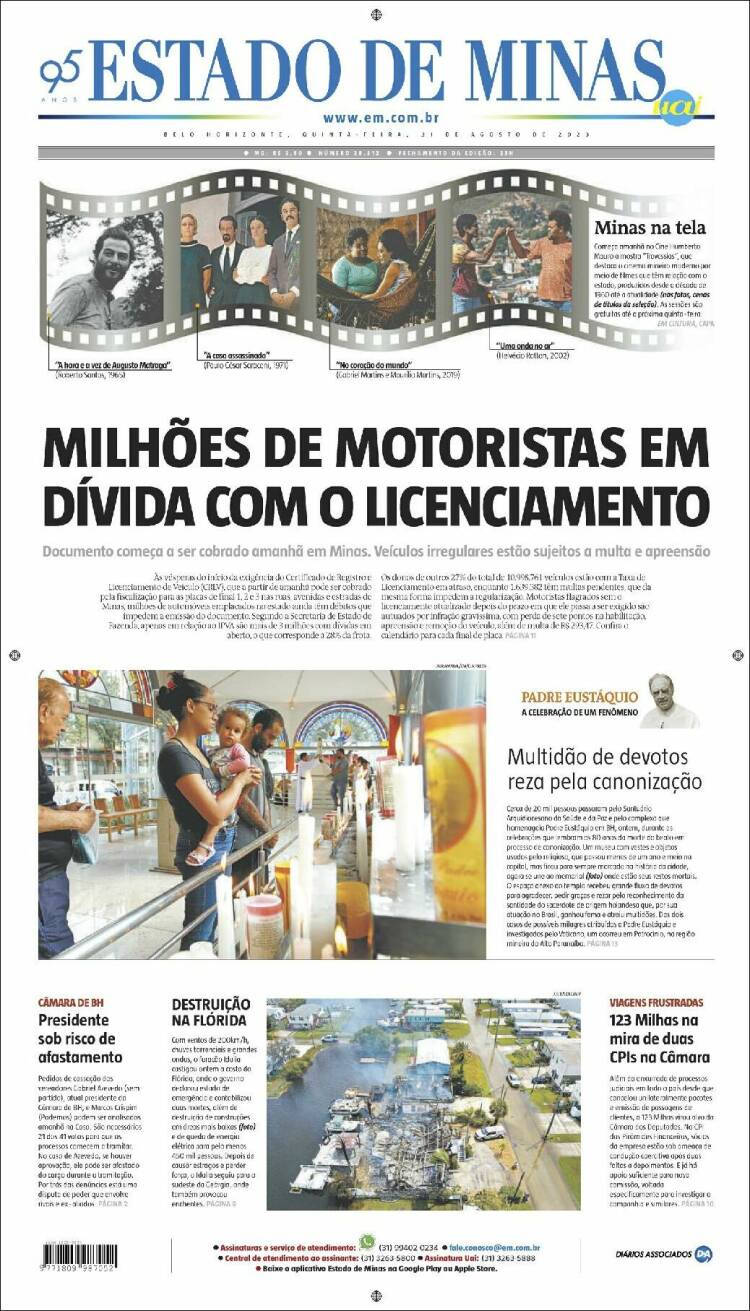 Portada de Jornal Estado de Minas (Brasil)