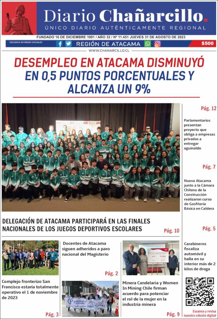 Portada de Diario Chañarcillo (Chile)