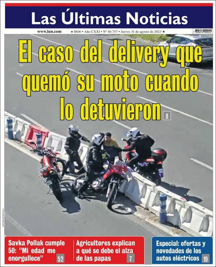 Portada de Las Últimas Noticias (Chile)