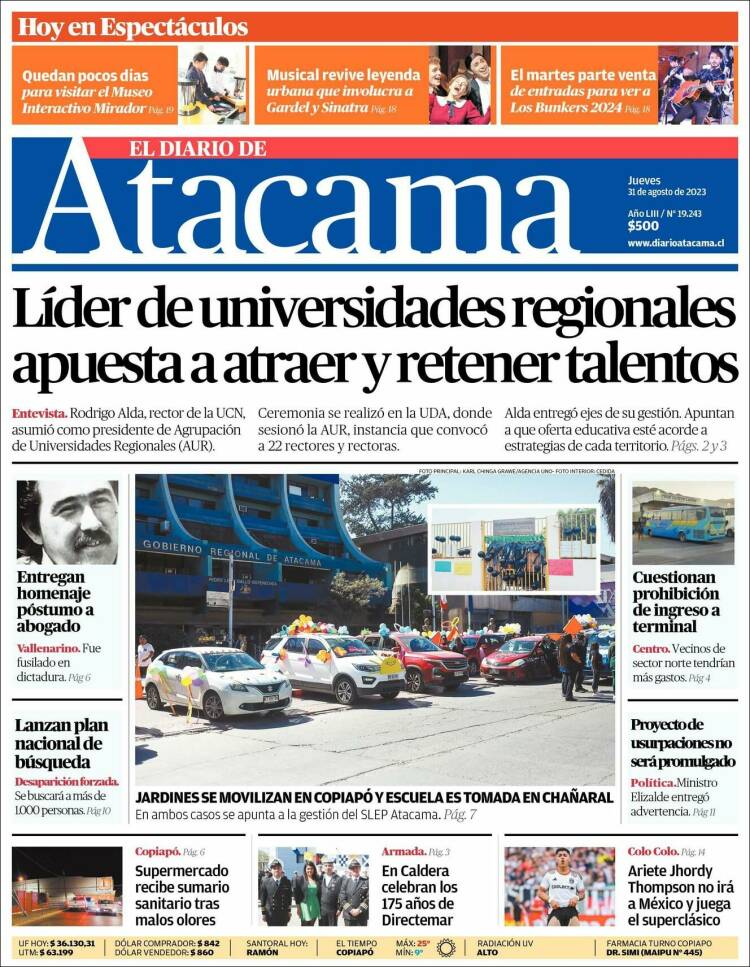 Portada de Diario de Atacama (Chile)