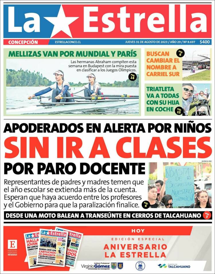 Portada de La Estrella de Concepción (Chile)