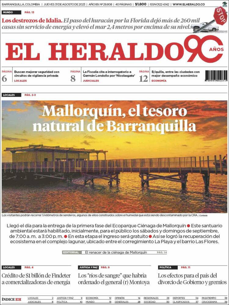 Portada de El Heraldo (Colombia)