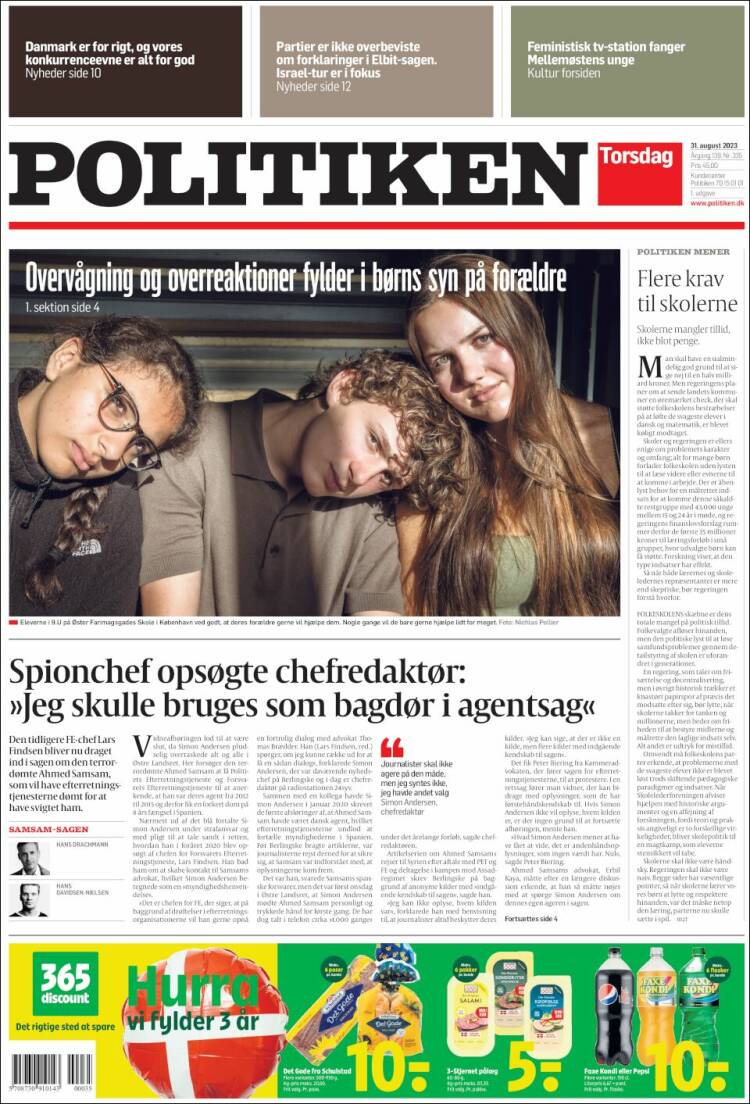 Portada de Politiken (Dinamarca)