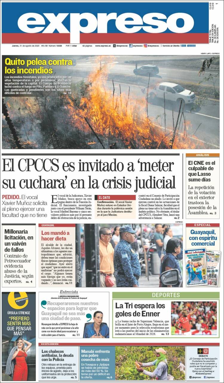 Portada de Expreso (Ecuador)