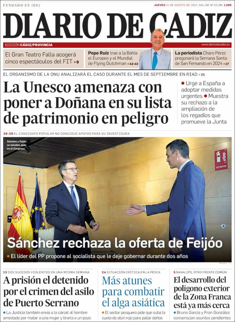 Portada de Diario de Cádiz (España)