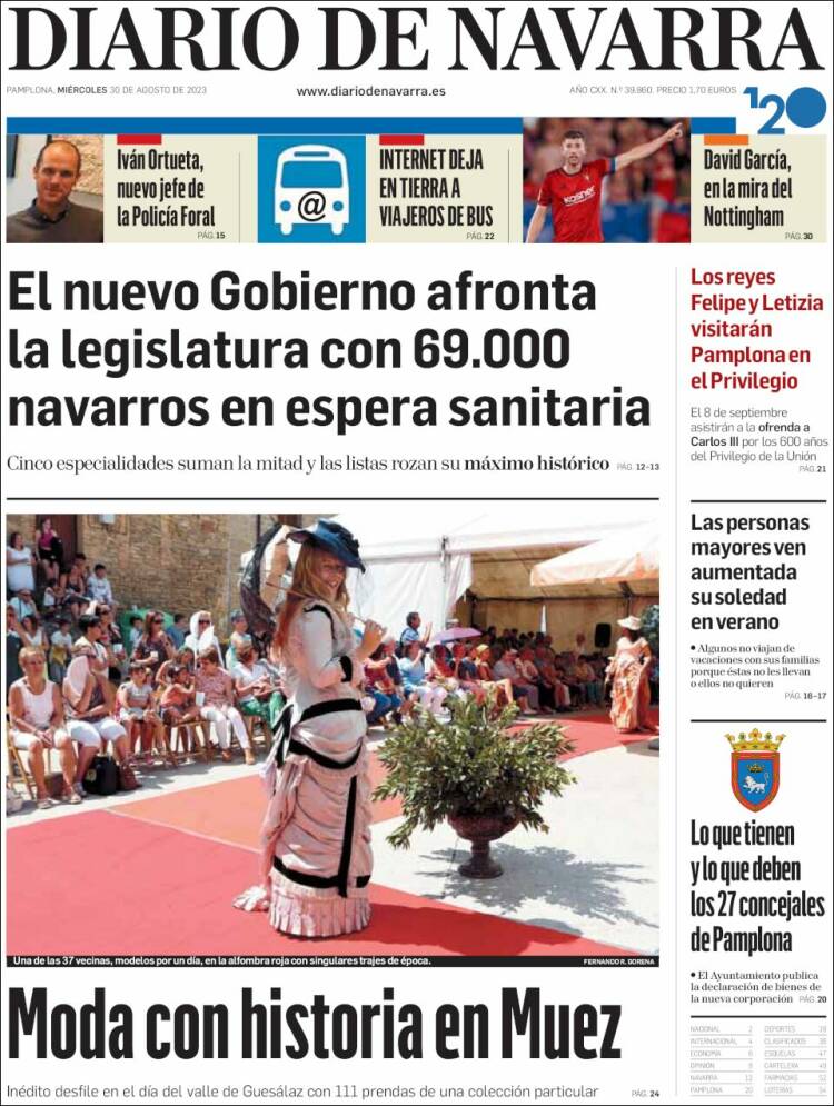 Portada de Diario de Navarra (España)