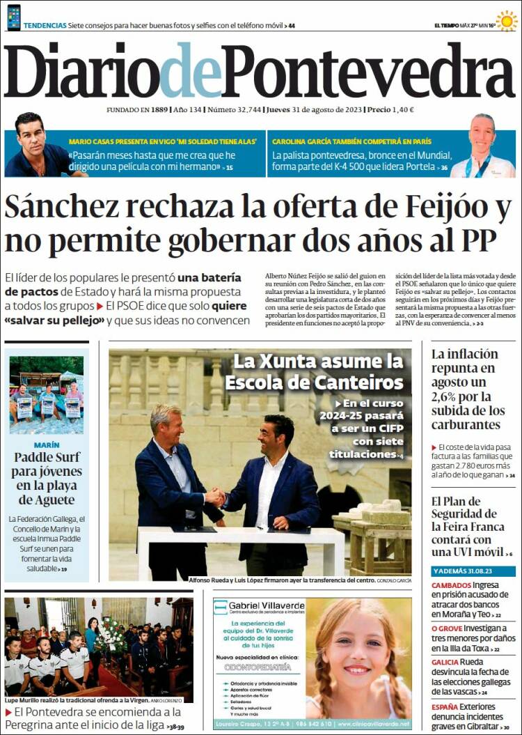 Portada de Diario de Pontevedra (España)