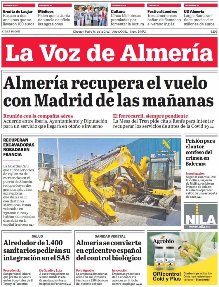 Portada de La Voz de Almería (España)