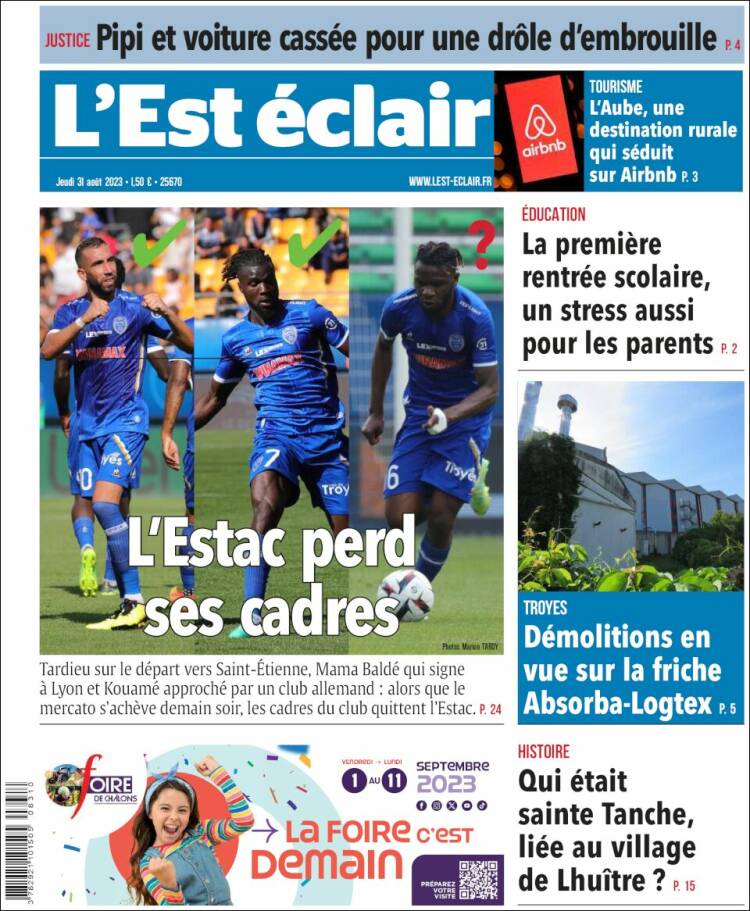 Portada de L'Est Eclair (Francia)
