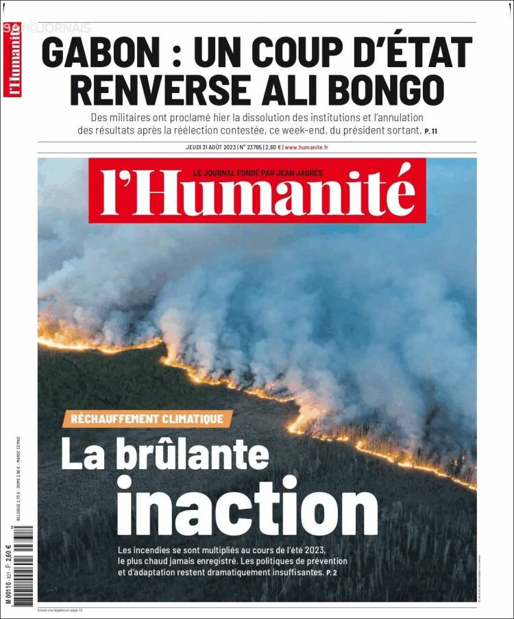 Portada de l'Humanite (Francia)