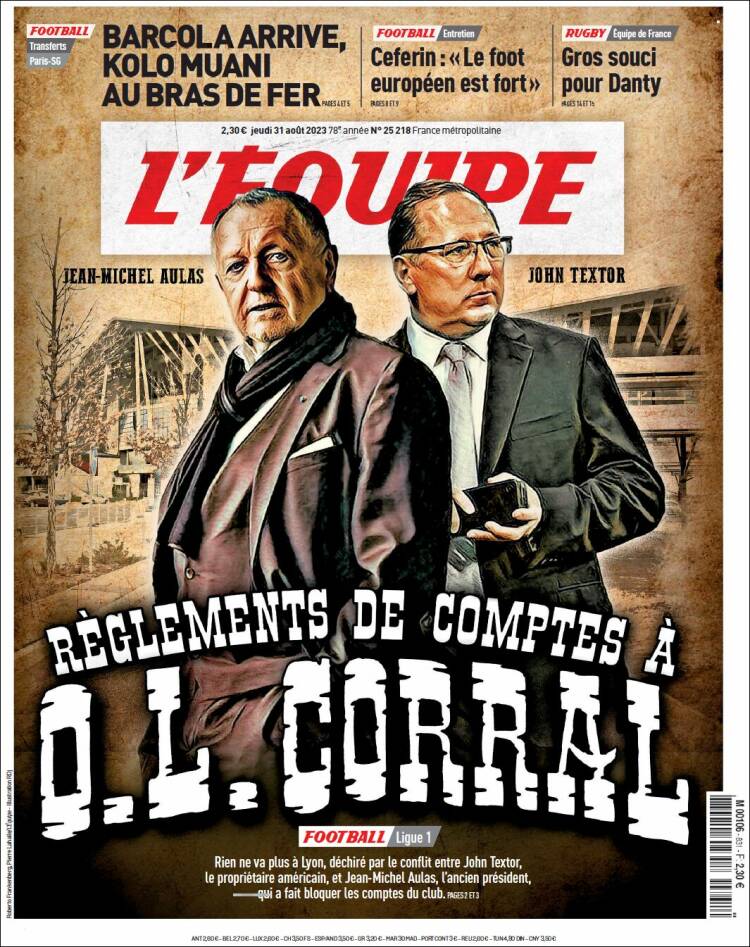 Portada de L'Equipe (Francia)