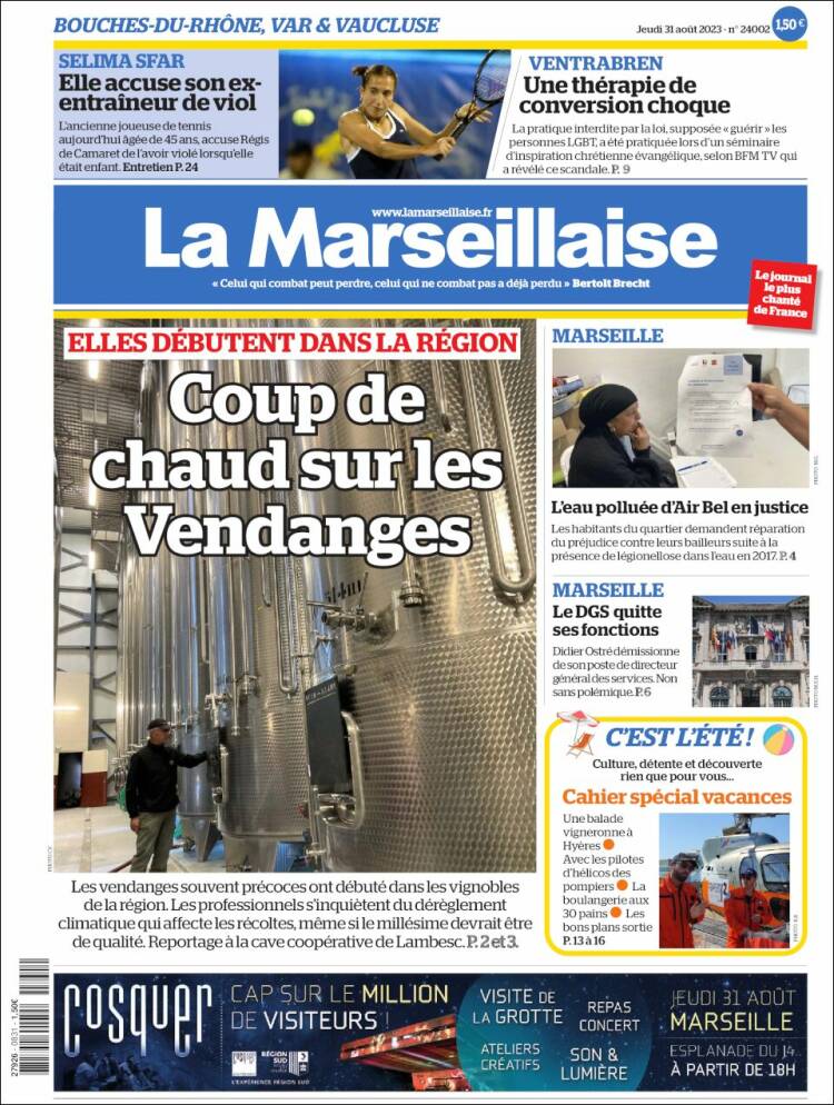 Portada de La Marseillaise (Francia)