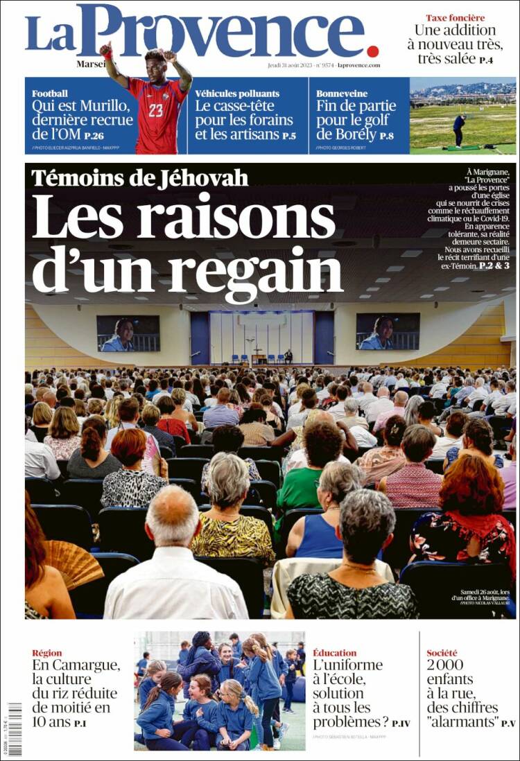 Portada de La Provence (Francia)