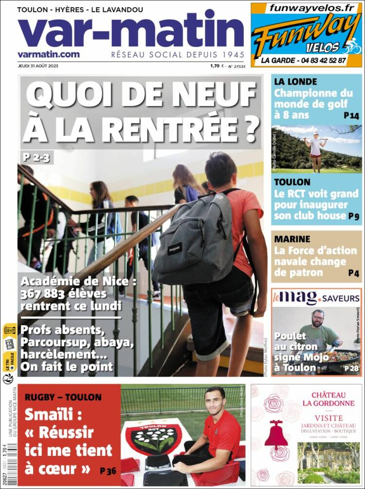 Portada de Var-Matin (Francia)