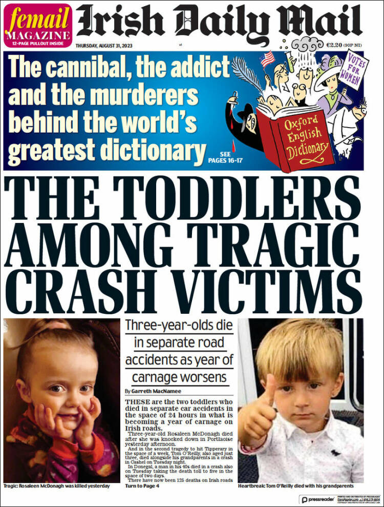 Portada de Irish Daily Mail (Irlanda)