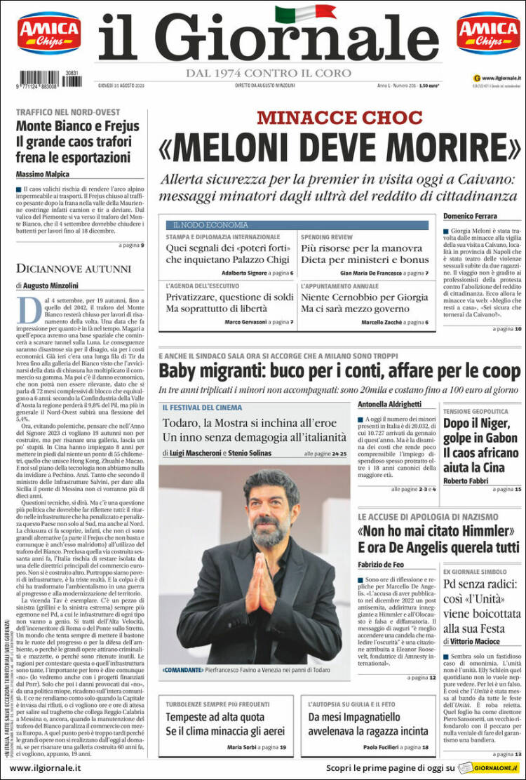 Portada de il Giornale (Italia)
