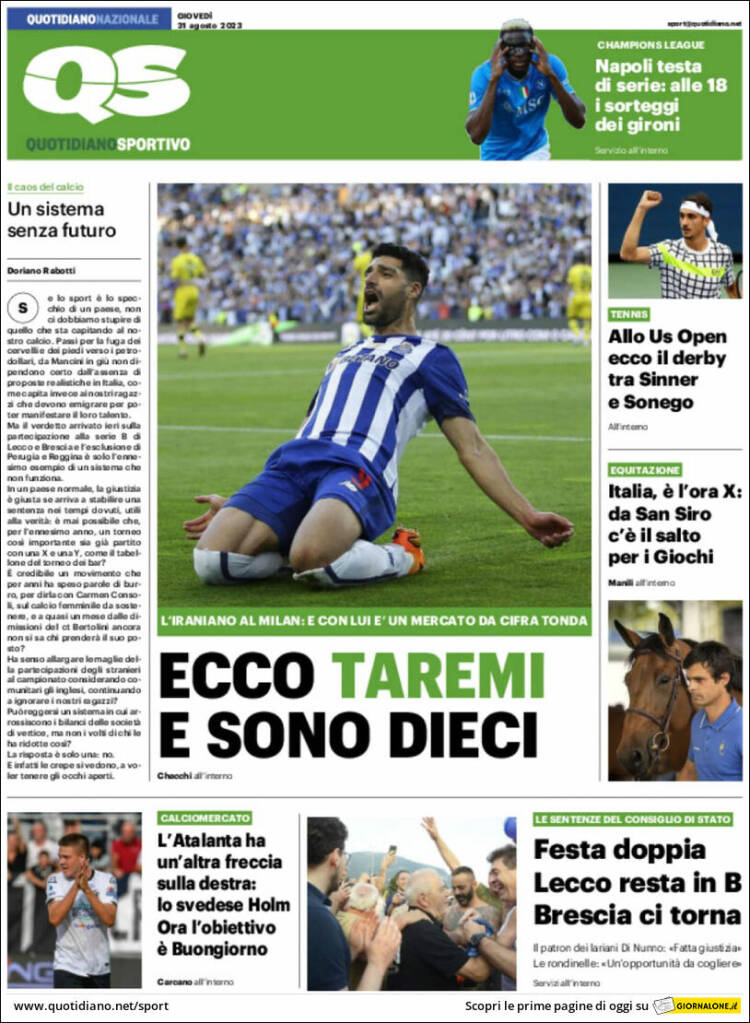 Portada de Quotidiano Sportivo (Italia)