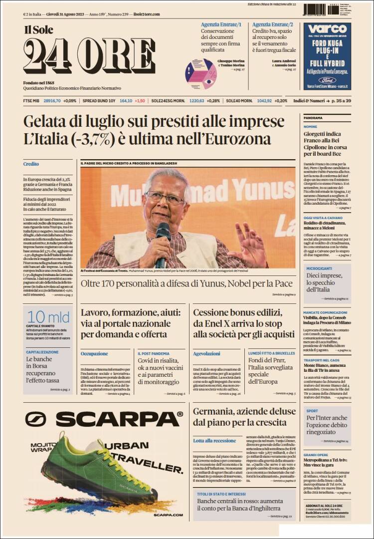 Portada de Il Sole 24 ORE (Italia)