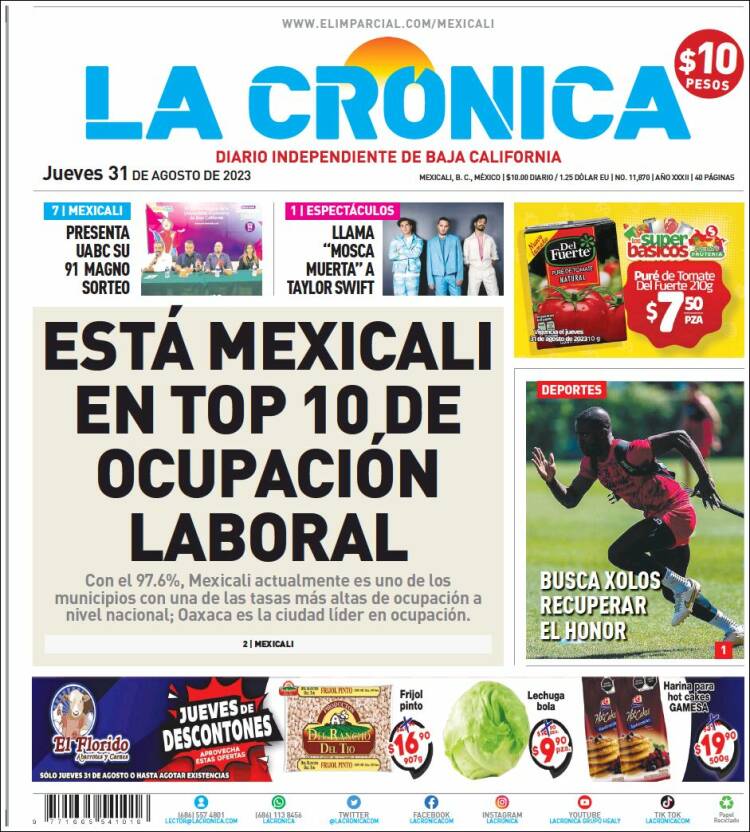 Portada de La Crónica de Baja California (M&eacute;xico)